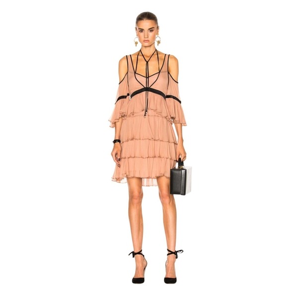 Self-Portrait Dresses & Skirts - Cinq A Sept Boho Silk Ruffle Dress Size S Chic Statement Maximalist Avant Garde
